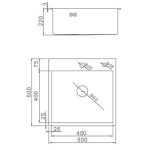Plautuvė iš nerūdijančio plieno WISENT  WGS35050B (50x50 cm) su dozatoriumi - Image 2