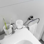 CR 220.00 Laikiklis su dviem stiklinėmis (matinis stiklas), chromas - Image 3